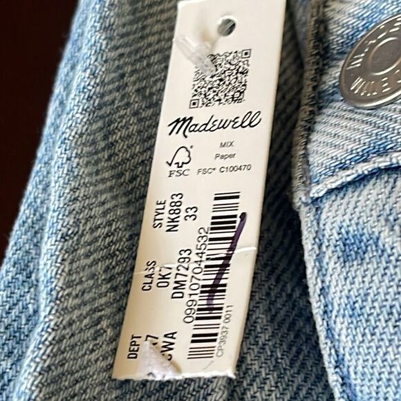 Madewell Low-Slung Straight Cargo Jeans Size 33 in Coleman Wash NWT - Picture 9 of 10